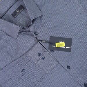 Hart Schaffner Marx Shirt Mens Large Blue Check Cotton Long Sleeve Button Up NEW